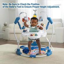 Baby Activity Center And Jumper,Infant Activity Center With 360°,3-In-1 Play Center,3 Adjustable Heights For 6-18 Months Max Weight 26.5 Lbs - Blue Tiger Astronaut - 查看 5
