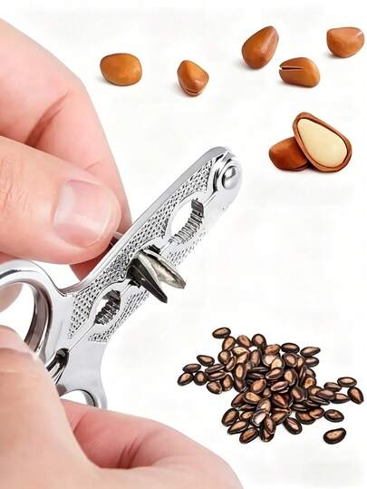 1 pieza Pelacas de girasol multifuncional de acero inoxidable, abridor de nueces y semillas de melón con mango ergonómico en forma de V antideslizante y moderno minimalista, ideal para fiestas navideñas y meriendas en casa