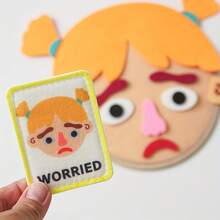 Juguete de fieltro de rompecabezas de expresión emocional, un juego para expresar emociones sociales, adecuado para manejar expresiones faciales, juego de interacción en el aula, incluye varias adiciones de características faciales - Multicolor - Ver 9