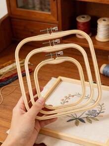 3 Sizes Of Optional Embroidery Rings, Square Bamboo Adjustable Frame, Cross Stitch Craft Sewn Square Embroidery Ring, Small Embroidery Product Diy Embroidery Tool Diy Hand Embroidery Toolkit, Suitable For Arts And Crafts, Convenient Sewing, Cross Stitch Products, And Home Decoration - Multicolor - View 6