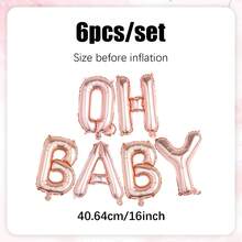 6pcs Oh Baby Balloon Banner Set, Gold, Silver, Rose Gold, Pink, Suitable For Baby Shower Party Photo Props, Photography Backdrop, Gender Reveal Party Decor, Birthday, Cake Table Decor, Baby Room Decoration, Party Supplies - Multicolor - View 12