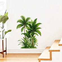 热带绿色植物、棕榈树和龟背竹叶，墙贴，可移除自粘防水PVC贴纸，适用于卧室、客厅、办公室和家居装饰。 - 牆貼 - 查看 6