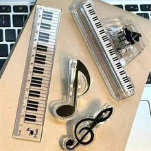 1 pieza Regla para amantes de la música, con forma de teclado de piano, herramienta para medir partituras, gran regalo para niños, amigos y compañeros de clase - música - Ver 2