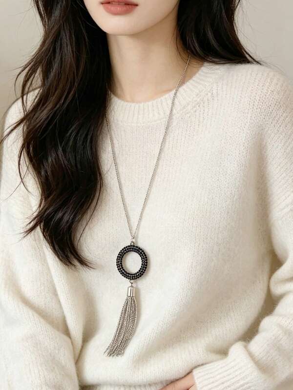 สเวตเตอร์ แฟชั่น สง่างาม โซ่ สำหรับ ผู้หญิง