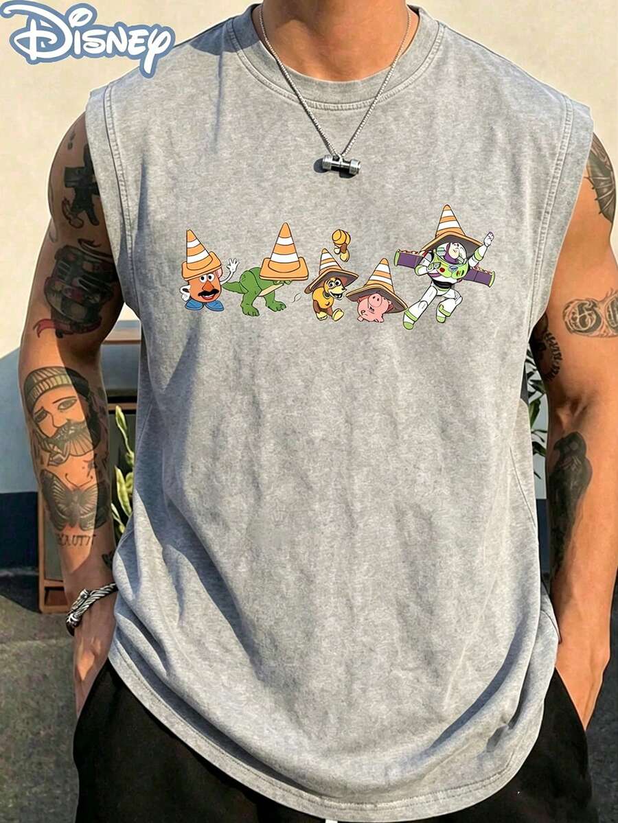 Disney Official Licensed Toy Story Traffic Cone Squad Vintage Washed 230g Tank Top Unisex - Grey - View 1