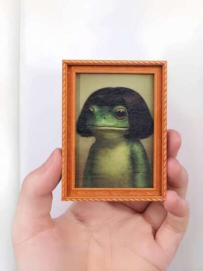 1pc Funny Frog Shaped Refrigerator Magnet, Green Frog Design, Fashionable Style, Modern Kitchen Decor, Durable Wooden Structure, Suitable For Refrigerator