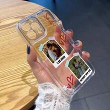 1pc Space Puff Customized Phone Case, Personalized DIY Design, Heart-Shaped Phone Case, Eternal And Fashionable. An Eternal Customized Phone Case. DIY Customized Phone Case Suitable For S25 Ultra/S25 Plus/S25/S24 Ultra, 11/11 Pro/11 Pro Max/12/12 Pro/12 Mini/12 Pro Max/13/13 Pro/1 Pro Max/13 Mini/14/14 Plus/14 Pro/14 Pro Max/15/15 Plus/15 Pro/15 Max/16/16 Plus/16 Pro/16 Pro Max 16E, Android Phones - Clear - View 2