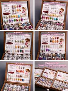24 Colors Mirror Nail Powder, Ultra Shiny 24pcs Set, DIY Nail Art Accessories, Party/Holiday Gift Nail Decorations, Nail Sequin Powder, Create Ultimate Glossy Finish (Includes Storage Box And Color Card Display Board) - Multicolor - View 3