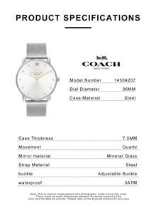 Coach Đồng hồ nữ Elliot Series chạy máy quartz, vỏ màu bạc, dây đeo Milanese màu bạc, mặt số màu bạc. - Vàng - Xem 3