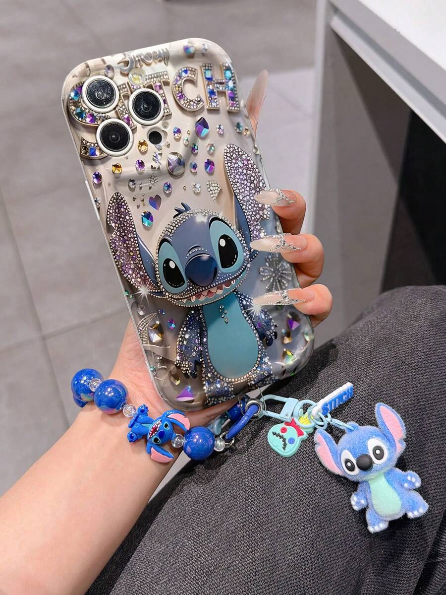 This Disney Stitch Lanyard Phone Case Is Fully Covered In TPU Material. It's Shockproof, Lightweight, And Compatible With IPhone17/16/11/13/15/15 Plus/15 Pro/15 Pro Max/12/14 Pro Max/11 Pro Max/12 Pro/12 Pro Max/13. This Phone Case Makes A Popular Birthday Gift Or Business Gift; It's Durable, Stain- And Fingerprint-Resistant, And Suitable For Both Men And Women. The Set Also Includes A Mickey Mouse Phone Case And A Stitch Plush Bracelet. It's A Perfect Gift For Friends And Family. This Stylish Phone Case Is Fun, Lightweight, And Durable. IPhone17 Pro Max Phone Case, Angel Phone Case. - 白色 - 查看 1