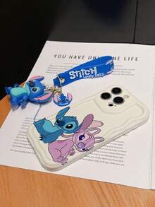 Disney Has Authorized, Phone Case - Chain Set, The Stitch Lilo & Stitch Phone Case Plus A Silicone 3D Or Fluffy Style Stitch Bracelet With Metallic Ring Removable Bracelet, Stitch And Angel Pattern, Compatible With Iphone 17/16/15/14/13/12/11/XS/XR/X Plus Pro Max, Wavy Design Phone Case For Girl, A Stylish Cartoon Summer Phone Case, The Perfect Gift Choice, Phone Protection, Durable Phone Cover, Great Gift For Friends And Family - Màu trắng kiểu A - Xem 5