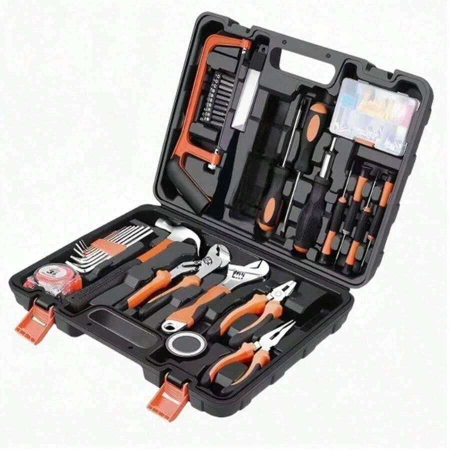 工具箱套装，包含塑料工具箱、钳子、扳手和螺丝刀，日常家居维修工具套装 - 多件套裝 - 查看 1