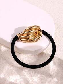 1pc Gold Metal Hair Scrunchie, Adult Hair Accessory, Ponytail Holder, Gold Hair Decor, Gold Hair Tie, Elastic Hair Tie, Home Beauty Women Accessory Gift, Hair Accessory Hair Elastics Hair Rubber Bands Hair Rope Elastic Hair Tie For Outdoor Activities, Vacation, Travel, Outfit Accessories, And Gifting,Festival,Party - Multicolor - View 9