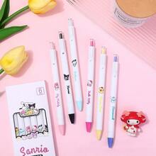 Quickdry Student Calligraphy Pen, Minimalist Cute Design, Pressurized Ballpoint Pen, Cartoon Style, Black Ink - One Random Box - View 1