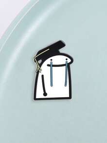 1 chiếc huy hiệu tráng men hình hoa tốt nghiệp đang khóc, kiểu dáng hài hước tự chế giễu buồn bã dễ thương, đội mũ tốt nghiệp và rơi nước mắt màu xanh, thích hợp cho sinh viên tốt nghiệp và sinh viên đại học, món quà tốt nghiệp độc đáo dành cho bạn bè. - Đen và trắng - Xem 5