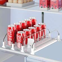 Drink Organizer For Fridge,Self Pushing Fridge Drink Organizer,Automatic Drink Dispenser For Fridge-Holds Up To 15 Cans, 14.96inch, White - View 9