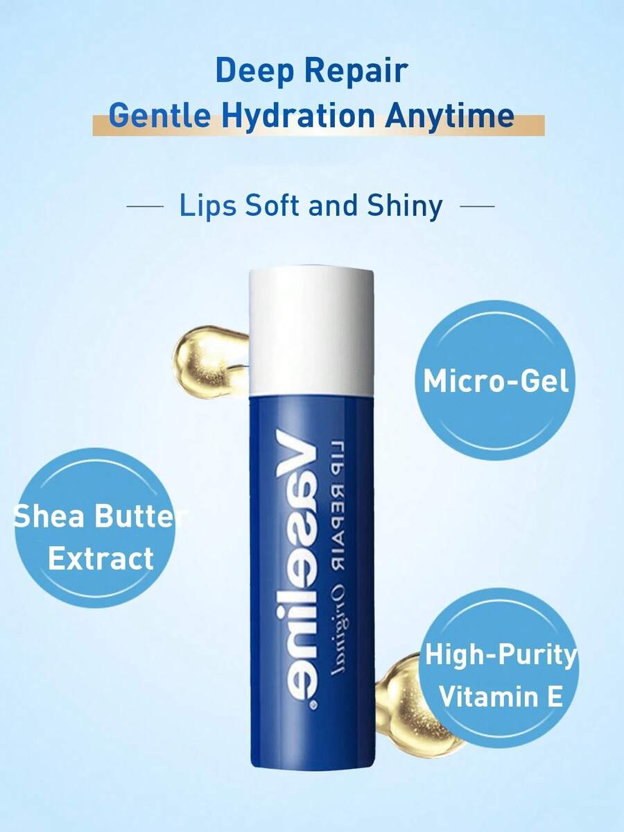 Vaseline 0.12盎司（3.5克）无香型凡士林润唇膏，深层滋润并修护干裂双唇，男女通用日常润唇护理 - 原味 - 查看 1