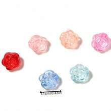 60颗炫彩透明3D玫瑰花珠，亚克力直孔珠，适用于DIY珠宝制作 - 彩色 - 查看 2