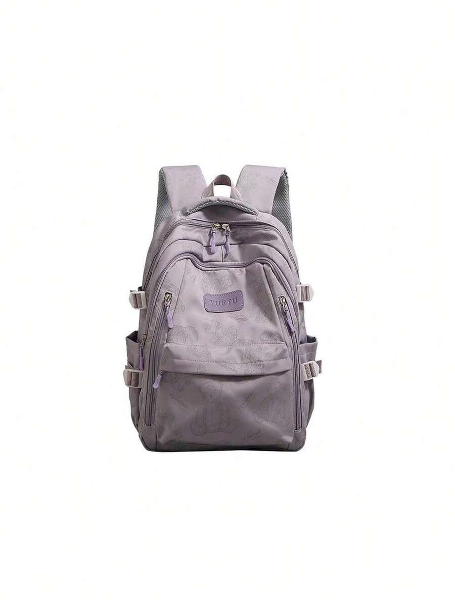 Sac à dos de voyage pour ordinateur de grande capacité, de couleur unie et simple - Violet - Voir 1