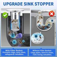 1/2 Silver Sink Drain Hair Filter Stainless Steel Mesh ABS Elastic Core Press-To-Rebound Stopper Universal Drain Filter Hair Clogging Collector Suitable For Bathroom Sinks, Washbasins, Vanities, Showers, Laundry, Daily Use Sinks Rust-Resistant And Durable, Fast Drainage, Easy To Remove And Clean Sink Filter, Sink Strainer, Washbasin Filter, Universal Replacement, Bathroom Accessories, Bathroom Drain Tool - Phiên bản nâng cấp - Xem 4