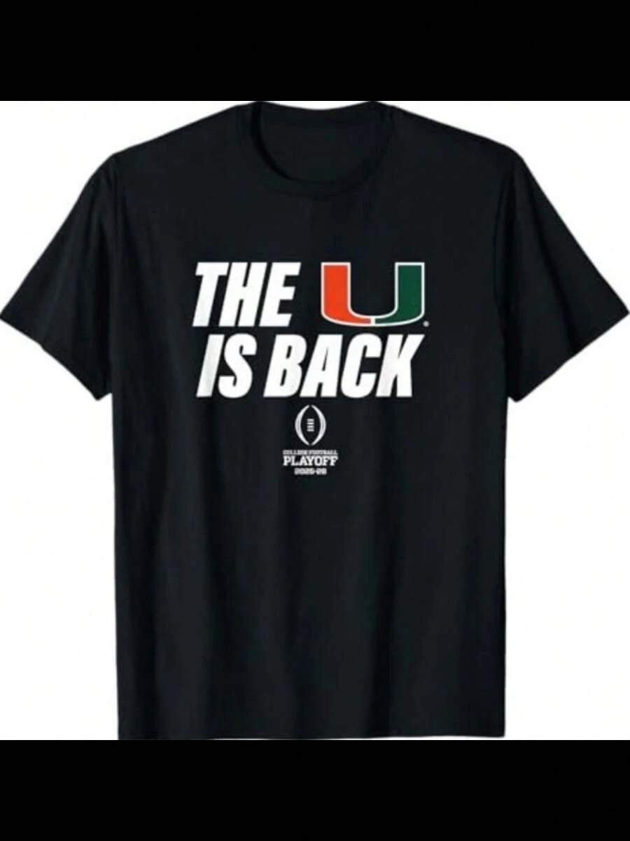 Miami Hurricanes 2025 College Football Playoff The U Is Back T-Shirt - 黑色 - 查看 1