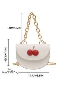 Bolso de cadena mini de cereza, bolso cruzado de estilo lindo para niña, elegante bolso de montura - Blanco - Ver 3