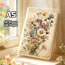 Sổ tay khổ A5, 136 trang, họa tiết hoa mùa xuân, sổ nhật ký, sổ vẽ nguệch ngoạc, văn phòng phẩm kiểu hoa, sổ nhật ký có dòng kẻ, bìa làm bằng nhựa PP, sổ tay đẹp, đồ dùng văn phòng, quà tặng tựu trường, quà tặng Ngày của Mẹ. - hoa cúc - Xem 12