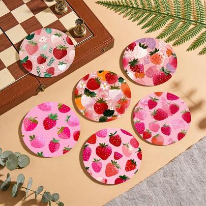1/6/120 pièces Dessous de verre ronds en PET avec motifs d'été, imprimés en 2D en forme de citron, pastèque, fraise. Convient pour le patio, la cuisine, le salon, la table de salle à manger pour les rassemblements à la maison. Cadeau idéal pour les amis et la famille, parfait pour la Saint-Valentin, la Fête des Mères, les anniversaires, les fêtes de mariage, la décoration de la maison. Meilleur cadeau pour les amies.
