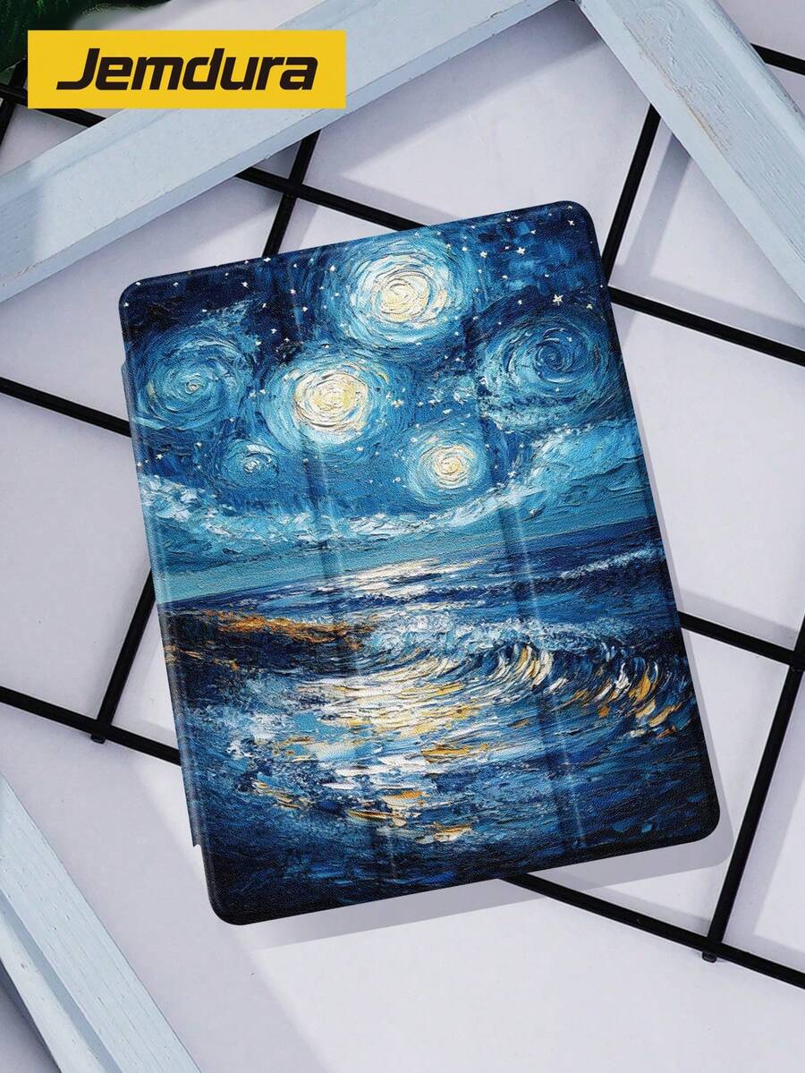 1 pieza Funda protectora para tableta con patrón de pintura de Cielo Estrellado y Floral de Van Gogh, compatible con iPad 10.2", iPad Pro 11" 2021/2020/10a generación, iPad Mini 4/5/6, Galaxy Tab A8 10.5" 2022, Matepad 10.4"/Tab, con ranura para lápiz, función de suspensión/activación automática, regalo - Multicolor - Ver 1