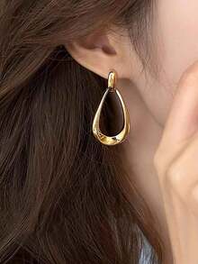 1 Pair Of Elegant Geometric Design Hanging Earrings, Suitable For Parties, Daily Wear, And Vacation Fashion And Atmosphere - 金色的 - 查看 3