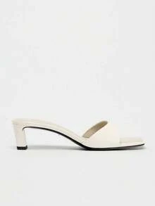 Mẫu sandal cao gót hở gót bằng da lộn mới dành cho nữ, bộ sưu tập Xuân/Hè 2026. - trắng - Xem 4