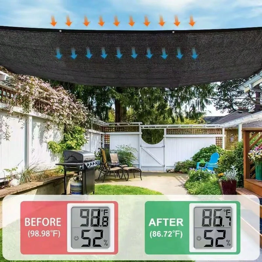 50% Malla de sombra, tela protectora solar resistente a los rayos UV, material HDPE, con ojales metálicos, apta para patio, jardín, techo de cenador, patio - B - Ver 1