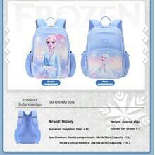 Balo Disney Elsa thời trang học sinh, dung tích lớn, cho học sinh tiểu học lớp 1-3, nhẹ, kháng khuẩn, thoáng khí, chống nước, màu xanh, sợi polyester, kích thước 28*18*38cm - Một mảnh - Xem 5