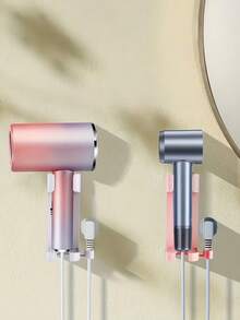 Estante de almacenamiento montado en la pared para herramientas de belleza, organizador colgante de plástico multifuncional adecuado para tenacillas, secadores de pelo, cepillos de dientes eléctricos, sin instalación de perforación, accesorios de baño - Multicolor - Ver 8