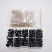 DIY手工娃娃眼鼻组合套装，塑料眼鼻组合，适用于DIY手工编织缝纫动物毛绒娃娃装饰，扁平娃娃眼鼻组合，螺旋杆眼鼻组合，塑料娃娃眼鼻套装 - 260顆/盒-螺絲桿眼鼻組合 配卡扣 - 查看 4