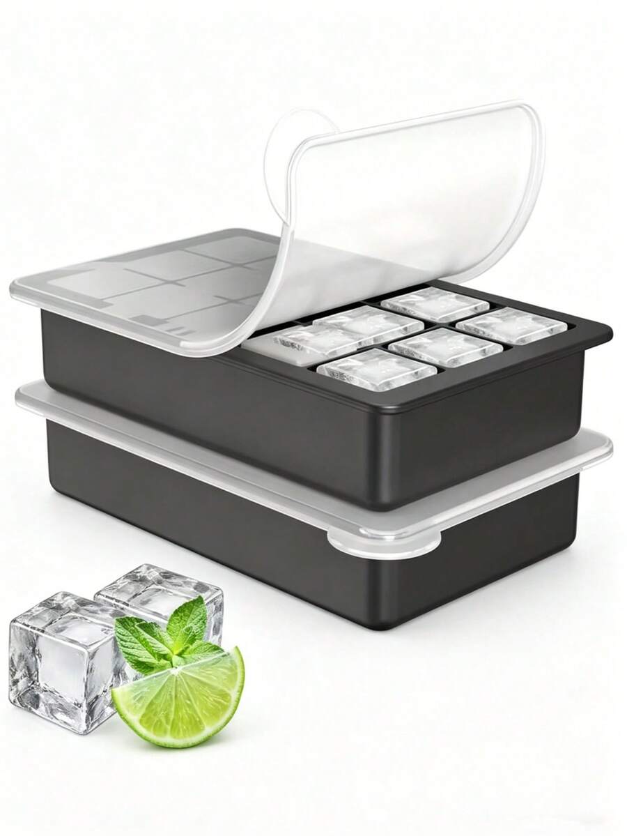 Bandeja de cubitos de hielo de silicona de 15 cubos con tapa a prueba de fugas - Diseño apilable, apto para lavavajillas, portátil y de ahorro de espacio para cócteles, bebidas, comidas para llevar, enfriamiento de bebidas, almacenamiento compacto, molde de alta calidad, almacenamiento en congelador, bartenders en casa
