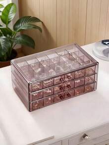 Hộp đựng trang sức 72 ngăn, hộp đựng trang sức bằng acrylic trong suốt, hộp đựng đồ trong phòng tắm, ngăn kéo xếp chồng cho bàn làm việc, trang trí phòng ngủ, đựng bông tai, dây chuyền, nhẫn, kiểu dáng hiện đại có vách ngăn, hộp đựng trang sức bằng nhựa có khóa, thích hợp cho du lịch, để bàn, đựng trang sức nữ, hộp đựng trang sức 72 ngăn thanh lịch: hộp đựng 3 tầng có ngăn kéo, giá đựng phụ kiện được phân loại - trong suốt và tiết kiệm không gian. - Xem 13