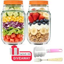 [Limited-Time Giveaway] Side-Opening Salad Jar, Mason Jar-Style Lunch Box, Perfect For Meal Prep; Leak-Proof, Airtight Salad Shaker With A Sauce Compartment; Dishwasher Ideal For The Office And Travel - 彩色 - 查看 12