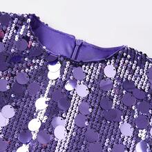 Women's Sequin Sparkly Glitter Dress Halter Neck Sexy Sleeveless Backless Party Club Mini Dresses - Màu Tím1 - Xem 3