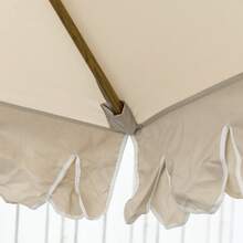 Parasol Ø264 Cm, Fringed Beach Umbrella, Adjustable Tilt, 8 Ribs, Patio Umbrella For Garden And Balcony, Khaki - Khaki - View 6