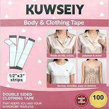 100 Strips Double Sided Body & Clothing Tape, 1/2"X3" Invisible Fashion Tape For Clothes, Perfect Gift For Friends, Top Gift Choice For Birthdays, Christmas, Mother's Day & All Festivals, Strong Hold No-Show Tape For Dresses, Bra, Necklines & All Fabrics, Wardrobe Emergency Essential For All Occasions - A - View 5
