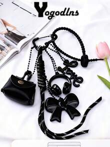 Yogodlns Fashionable Heart Leather Rope Keychain Cherry Bow Y2K Bag Pendant Ornaments Mobile Phone Lanyard Gifts Bag Accessories ﻿Fashionable Heart Leather Rope Keychain Bow Y2K Bag Pendant Ornaments Mobile Phone Lanyard Gifts Bag Accessories ﻿ - Multicolor - View 1