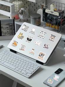51 Pcs Working Cat Mom/Dad Stickers, "I Work Hard So My Cat Can Have A Better Life" Slogan, Waterproof PVC For Phone Case, Laptop, Water Bottle & Desk Decor - Multicolor - View 5