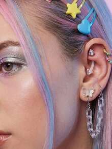 16G Clear Flexible Plastic Eyebrow Rings Daith Rook Earrings,10Pcs Clear UV Flexible Bioflex Acrylic Eyebrow Studs Body Piercing Jewelry - Clear - View 4