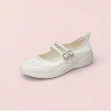 ZULIZ 女士双扣玛丽珍舒适步行鞋，透气厚底防滑休闲运动鞋 - 米色 - 查看 1