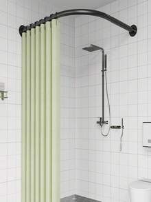 1pc L-Shaped Stainless Steel Shower Curtain Rod Set, Multifunctional L-Bar No-Drill Heavy Duty Shower Curtain Rod, Closet Garment Rack, Towel Bar, Foldable Shower Curtain, Home Decor, Wet And Dry Separation Shower Curtain Set, L-Shaped Rod - Multicolor - View 2