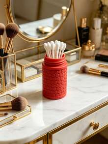 1pc Cotton Swab Storage Box, Portable Travel Cotton Swab Container, Reusable Waterproof Dustproof Cotton Swab Storage Box, Hexagon Textured Cotton Swab Storage Box, Suitable For Bathroom, Makeup, Outdoor Travel - Multicolor - View 8