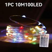 1条5米50LED/10米100LED串灯,电池供电,暖白/白/彩色,最适合花园/庭院/树木/房间装饰(不含电池) - 彩色 - 查看 15