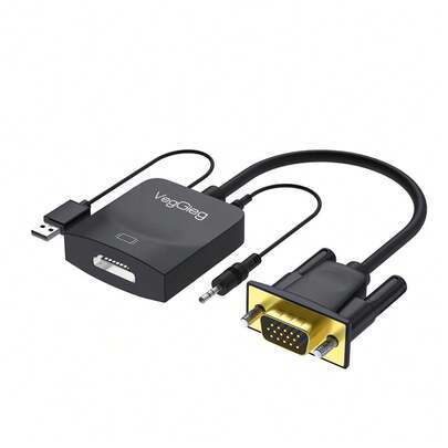 VegGieg VGA To HDTV Converter With Audio, 1080P HD Laptop/Desktop To Monitor/Projector/TV Video Adapter, Compatible With Windows/Linux
