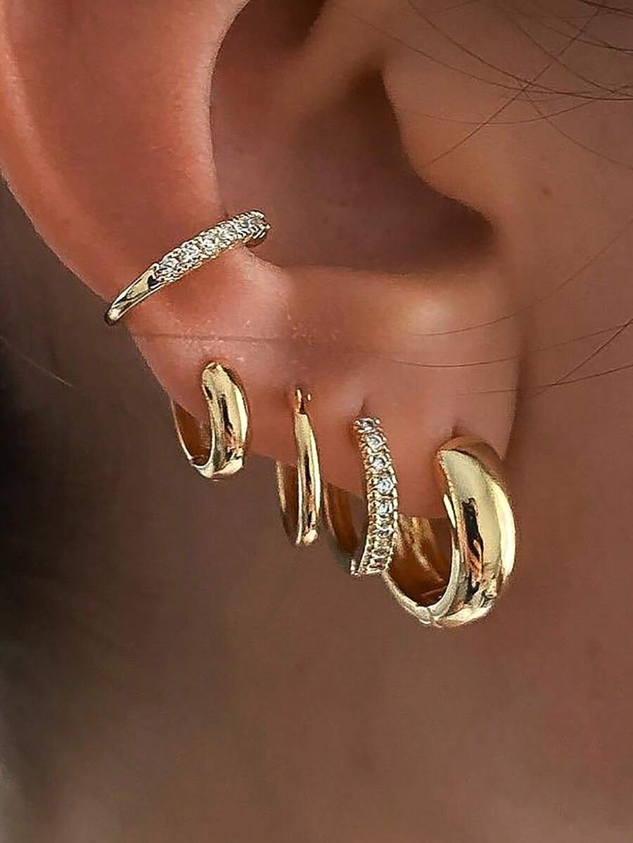 12/24/36/48/60/72pcs Set Vintage Elegant Women Metal Earring Set, Suitable For Daily Wear And Parties, Holiday Gift (Random Delivery) - Gold - View 1